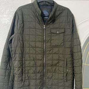 Zara Green Puffer Jacket with Stand-Up Collar